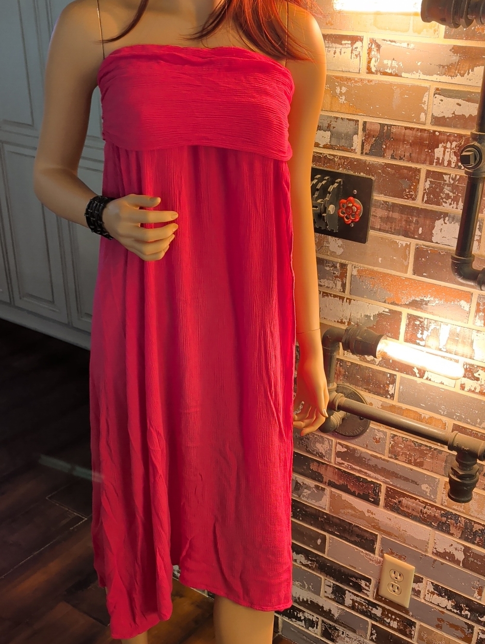 Strapless Large Fuchsia Summer Swim Cover Up